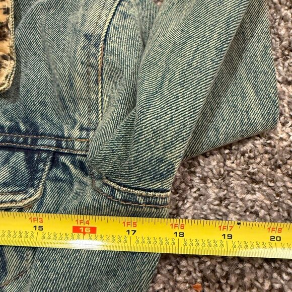 Newport News Vintage 90s Patchwork Denim Jean Jacket Coat Leopard Small 4 - Picture 5 of 6